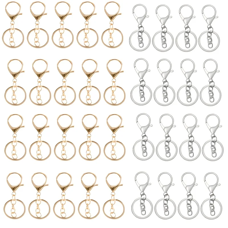 

36pcs Lobster Clasps Spring Hooks Jewelry Making Keychains Chain Flat Key Rings for Keychains, Purse Charms Dog Leash Supplies
