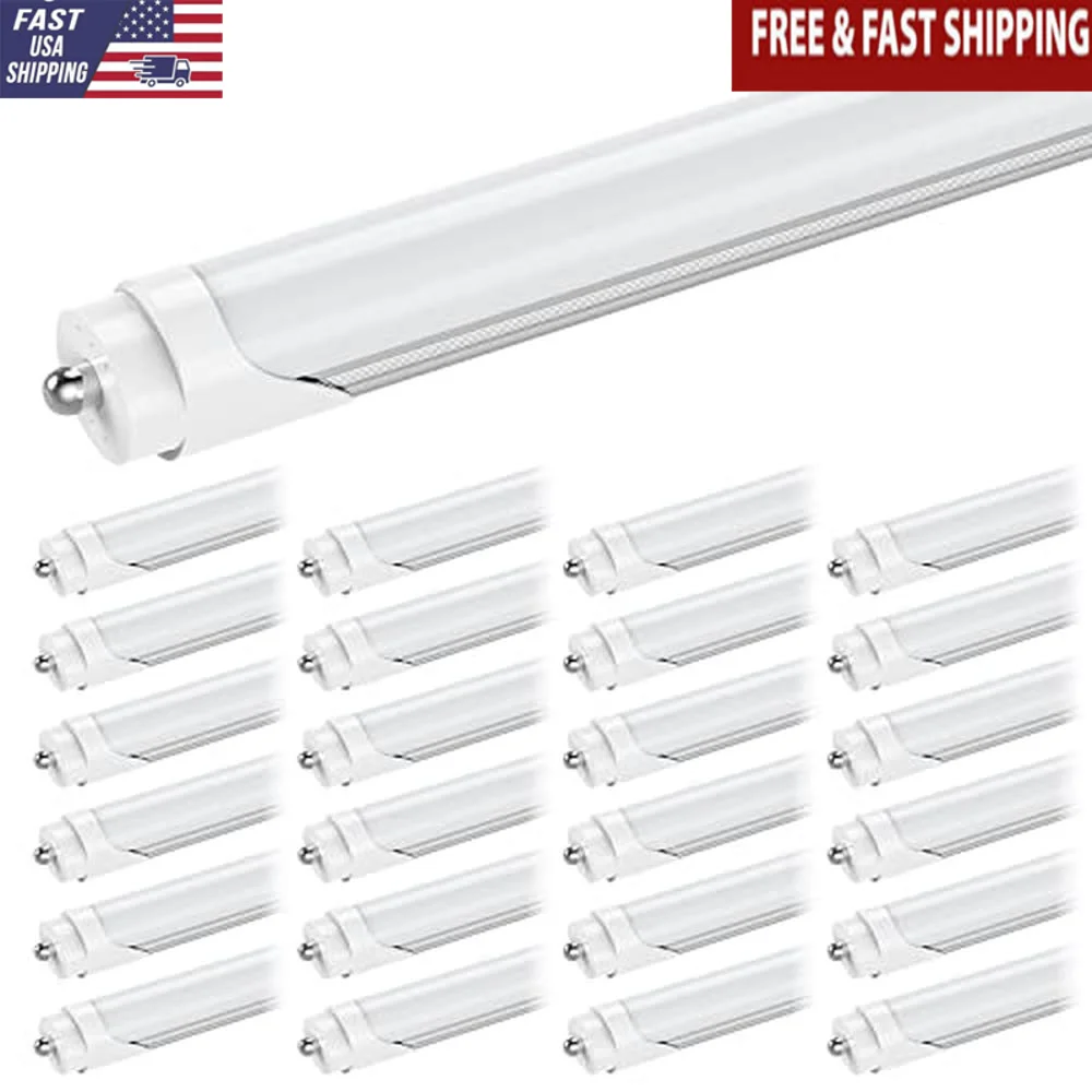 Super Bright 8FT LED Bulbs 5400LM 45W Daylight T8 T10 T12 Tube Lights FA8 Single Pin Frosted Cover Energy Efficient CNSUNWAY