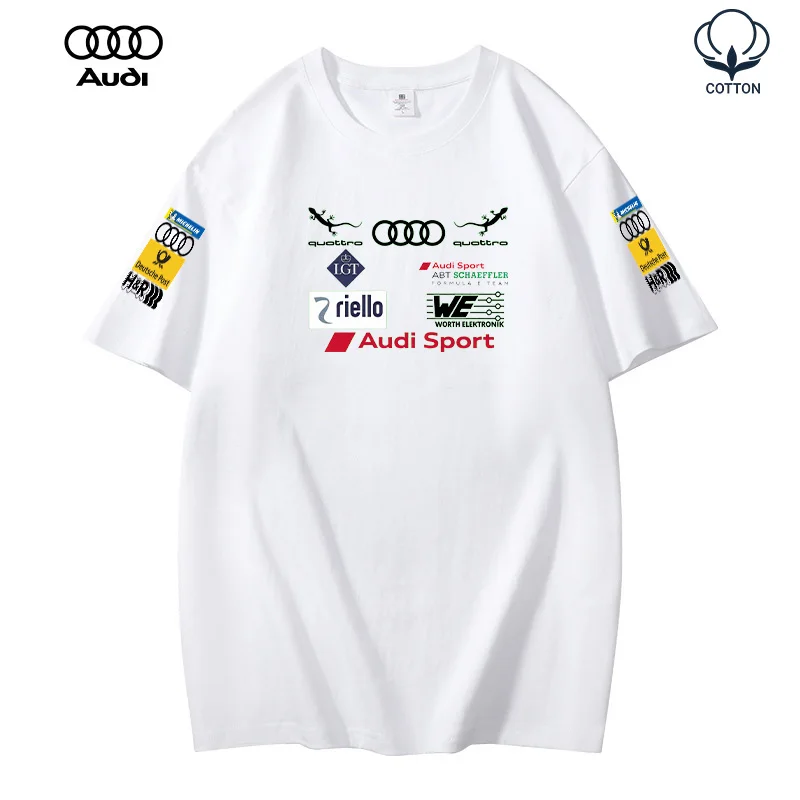 Audi Racing Team Short-Sleeved T-Shirt - Fashionable Cotton Short-Sleeved T-Shirt, specially designed for car enthusiasts and fa