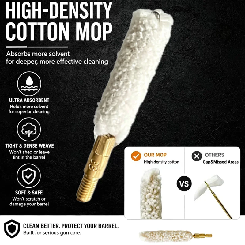 6Pcs/Pack Bore Mop Gun Cleaning Brushes,for .38/357cal 9MM Pistol Handgun Cleaning,Standard 8-32 thread,Toy Gun Accessories