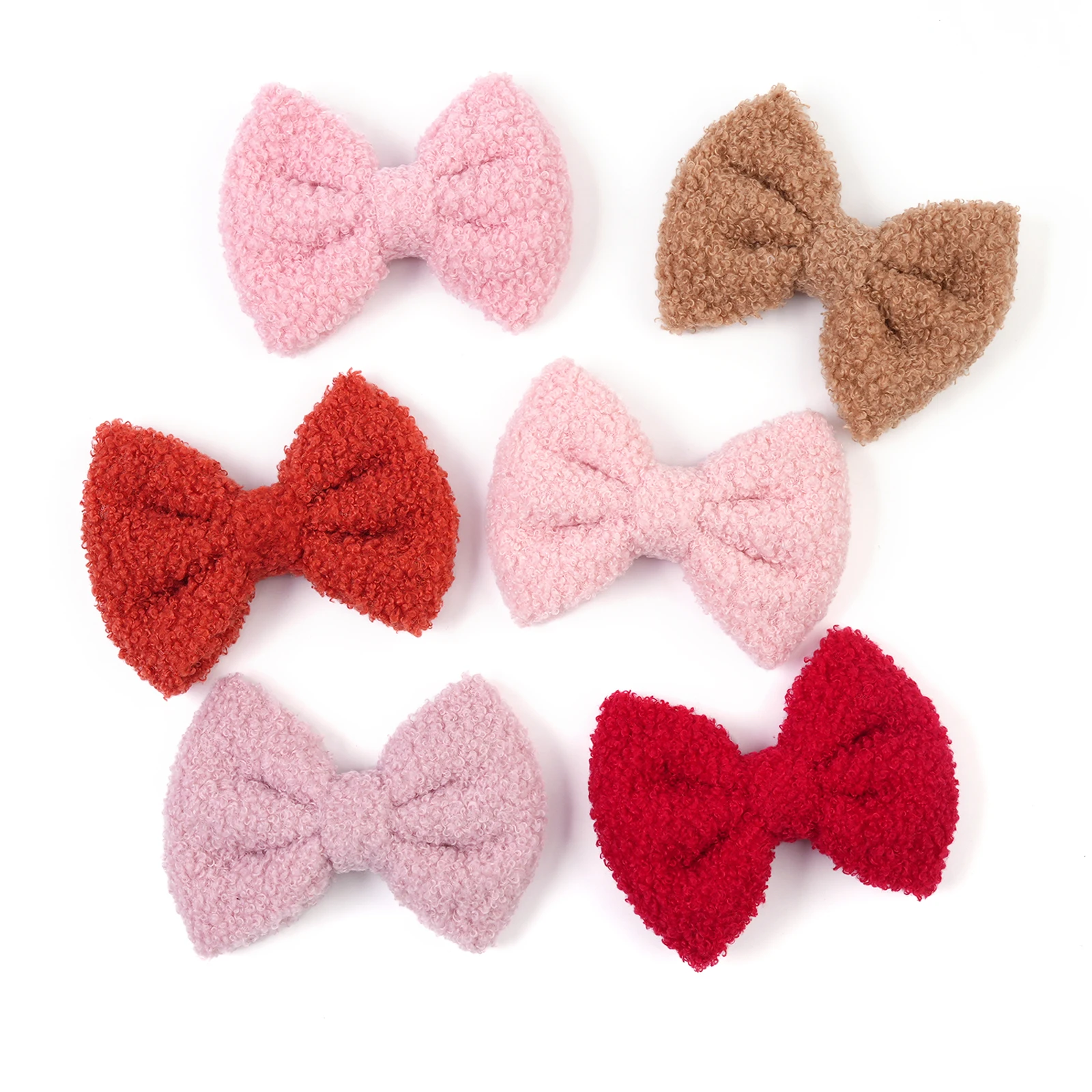 5 Stück/Set Großhandel Neue 5 Zoll Große Glatte Lammfell-Haarschleife ohne Clip Haaraccessoires Mädchen Kopfschmuck für Stirnbänder