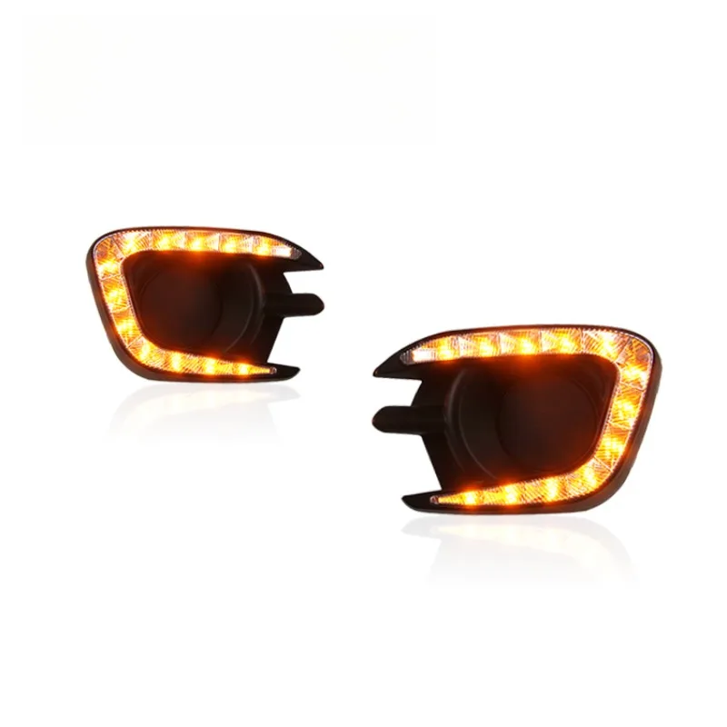 2PCS for Mitsubishi Pajero Sport 2013 2014 2015 Matt/Gloss Style LED Car DRL Daytime Running Lights Dynamic Turn Signal Fog Lamp