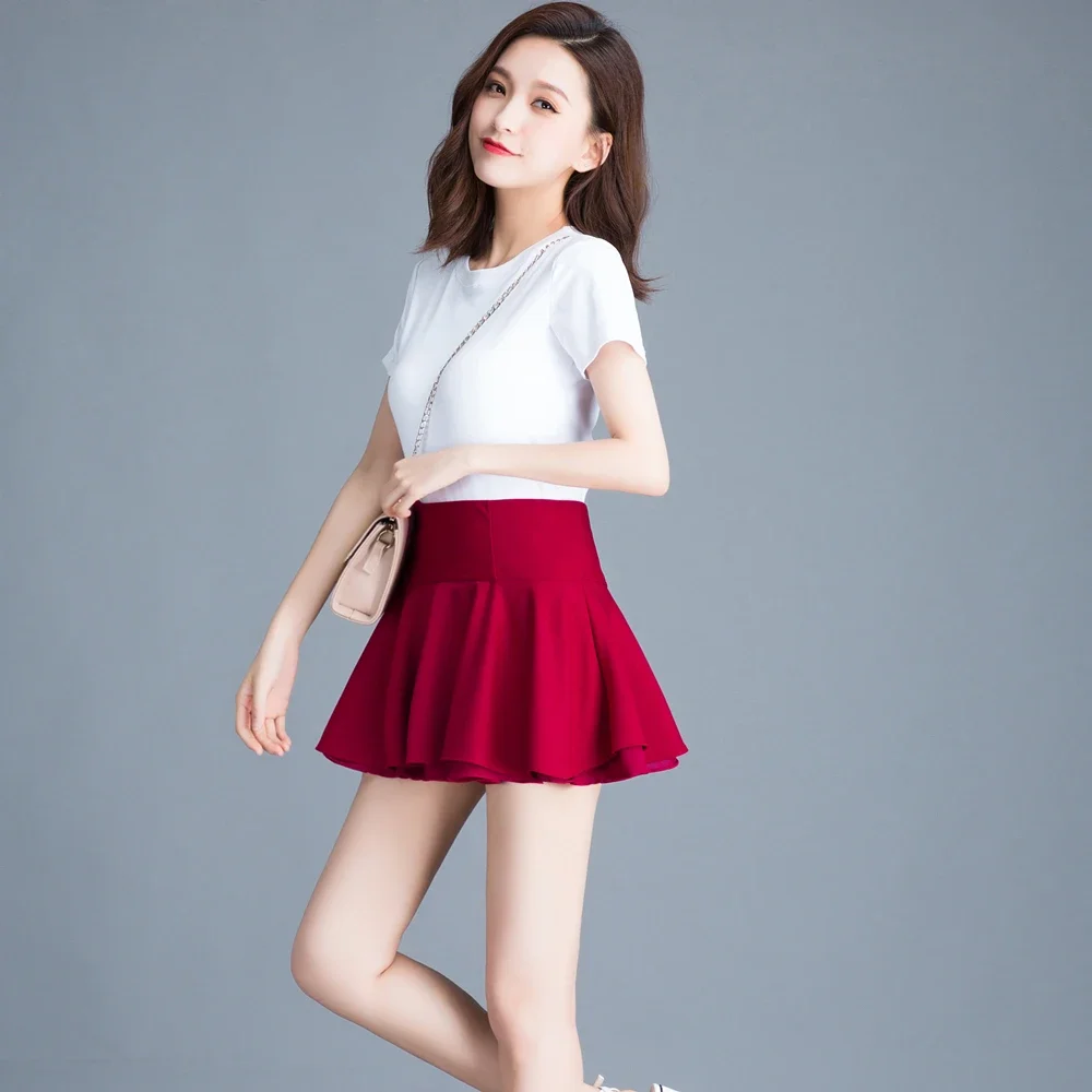 New Japanese High Waist Stretch Pleated Chiffon Double Layer Mini Skirt Sexy Midi White Short Korean Fashion Clothing Kawaii