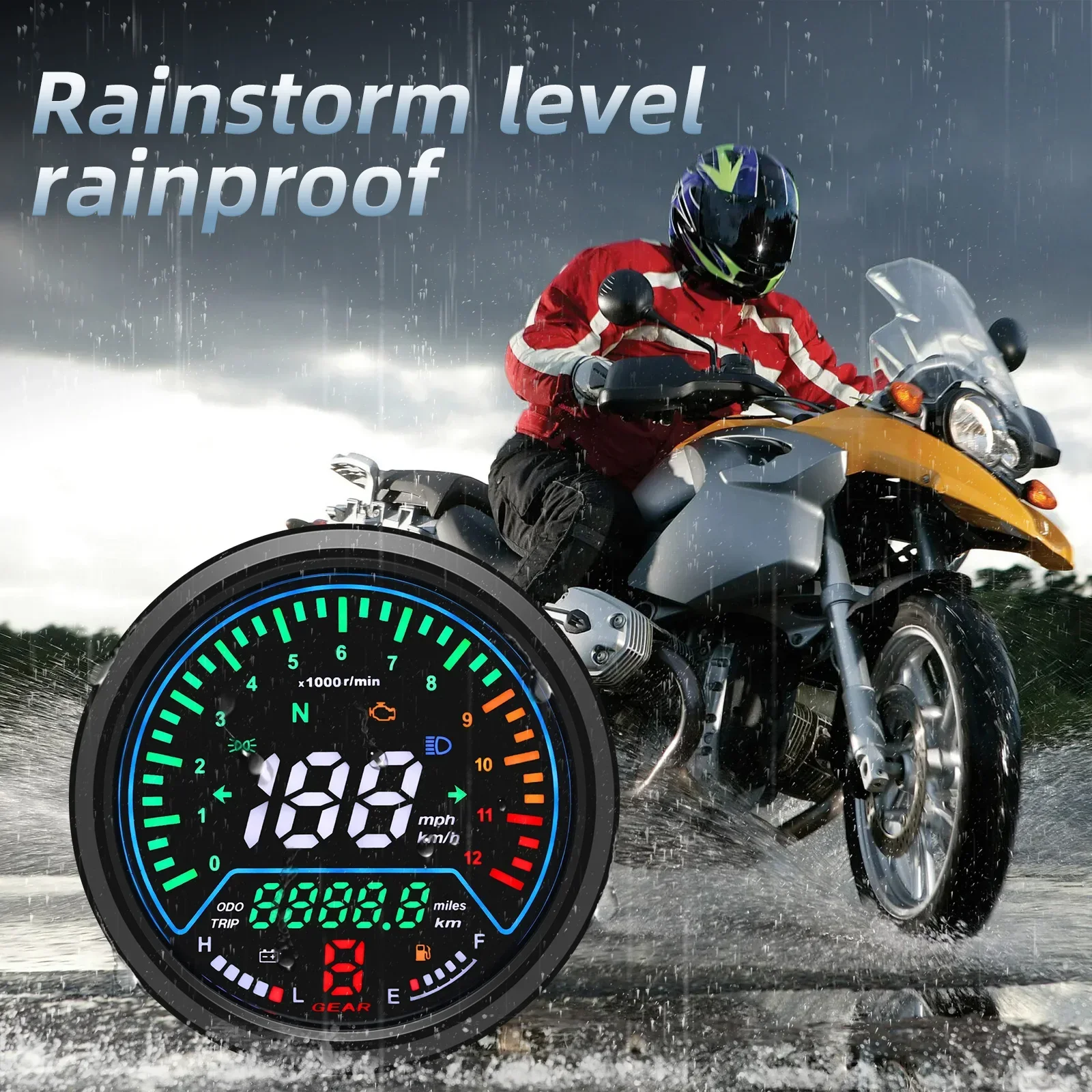 Motorcycle LCD Digital Speedometer 12000rpm Tachometer  Odometer Fuel Gauge Voltmeter LED Digital Dashboard for Honda Yamaha