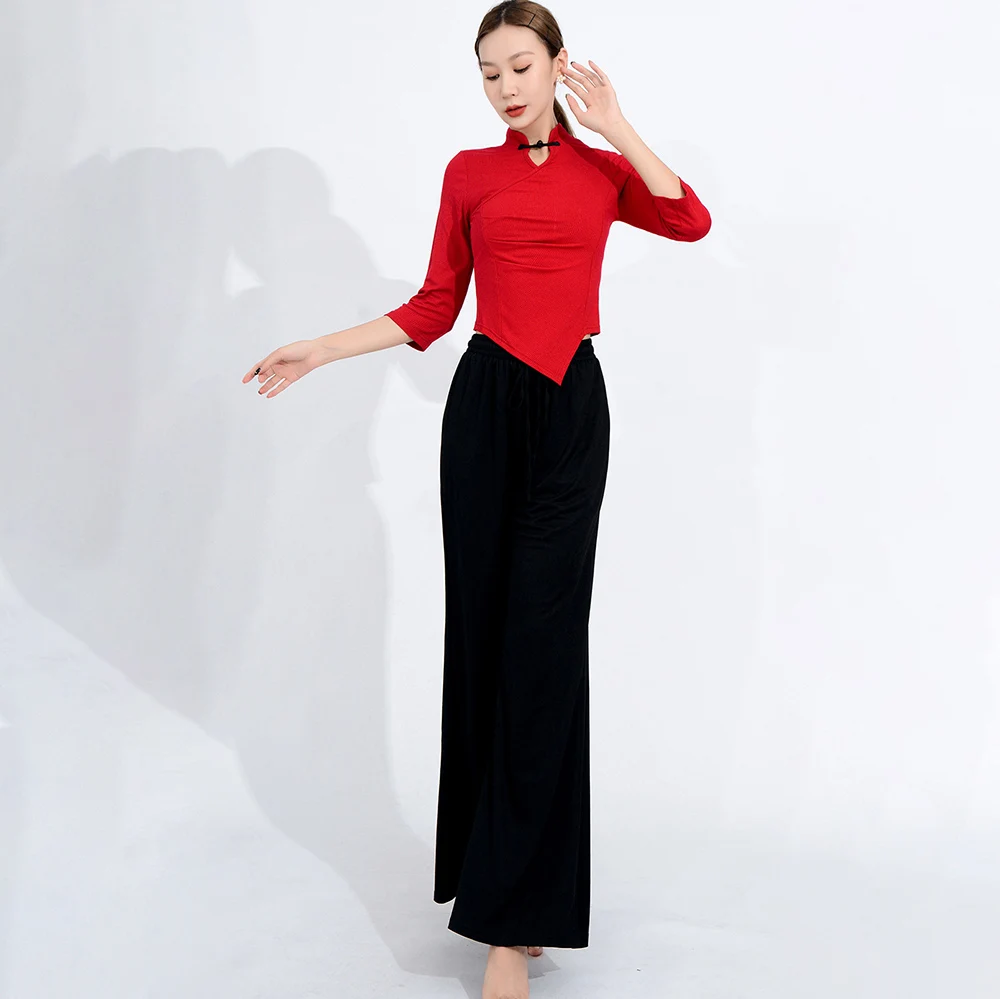 Modern Dance Top Culottes Set Sexy Women Show Dance Wear Stage Costume Practice Clothes Fashion Oriental Performance Outfit