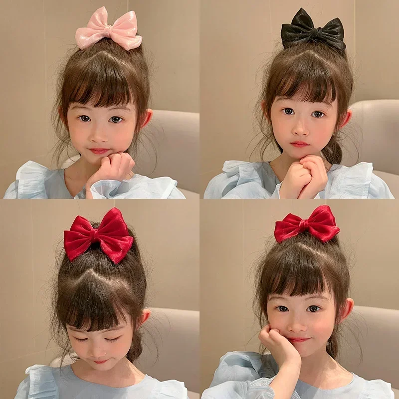 New Korean Fashion Children Bow Hair Pins Black Red Pink Princess Barrettes Girls Kids Children Hair Accessories