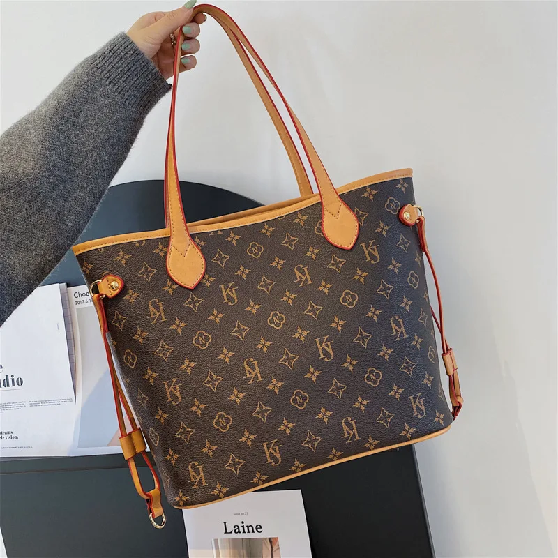 

2025 New French Print Tote Bag - Large Capacity Crossbody/Shoulder Multi-Way Purse, Water-Resistant Linen Bag for Work & Travel