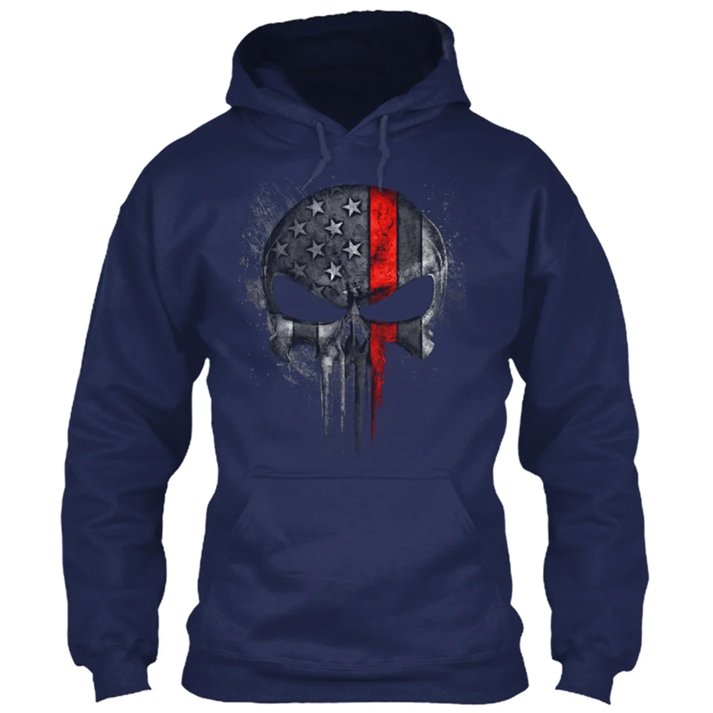 Firefighter Red Line USA Flag Skull Fireman Gift Pullover Hoodie New 100% Cotton Comfortable Casual Sweatshirts Mens Clothes