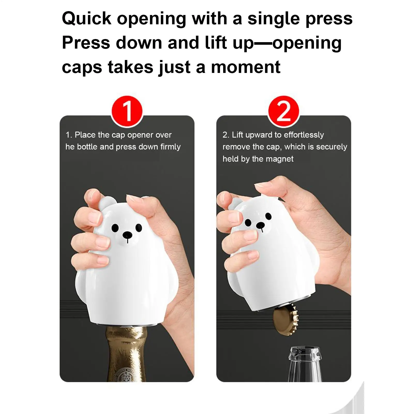 Press Bottle Opener Polar Bear Magnetic Bottle Opener Kitchen Accessories For Beverage Opening Outdoor Game Car Sport Boat view 4