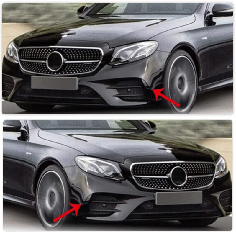 ABS Gloss Black Front Bumper Canards for Mercedes-Benz E Class W213 Sport E200 2016-2019 Car Front Vent Flaps Fins Carbon Look