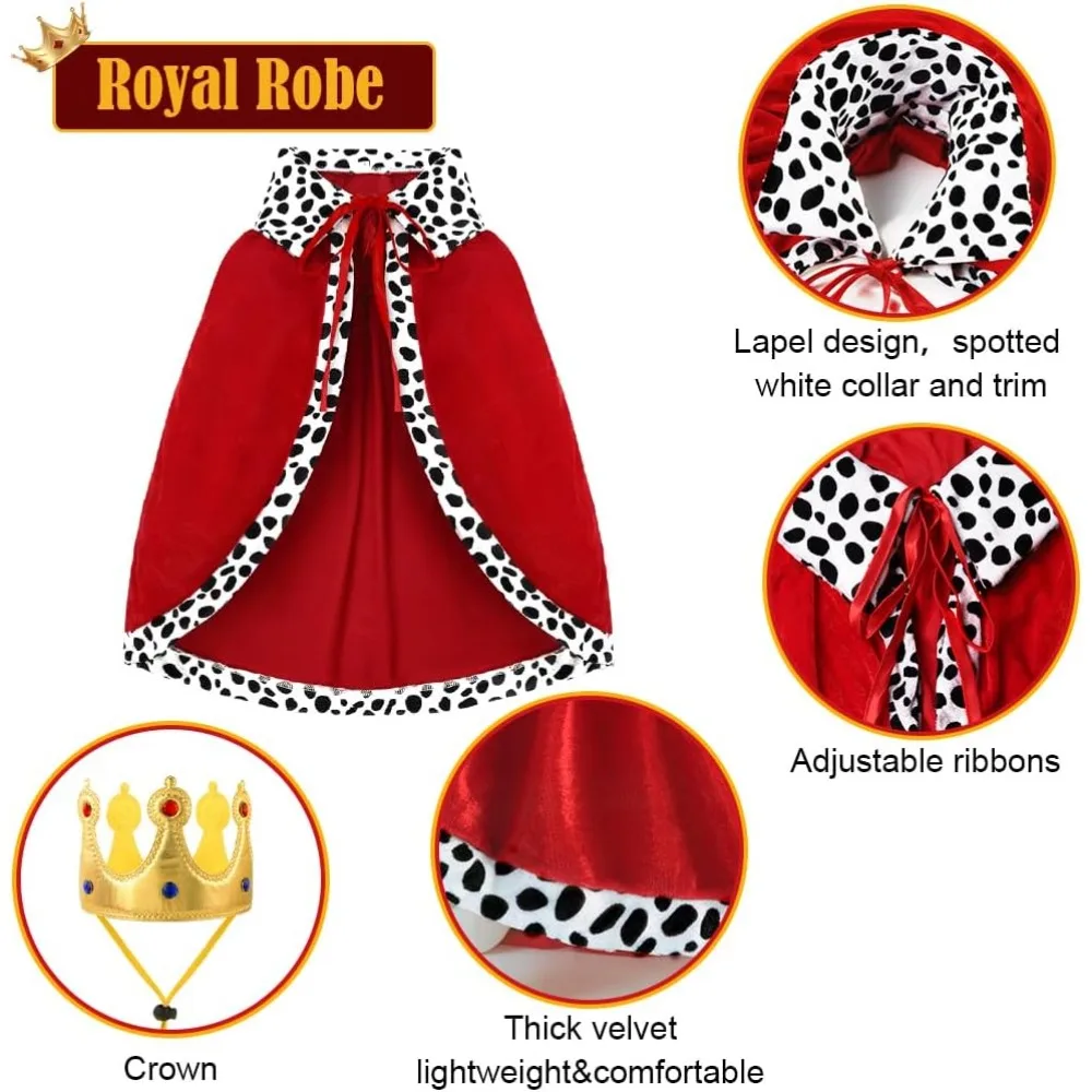 Halloween Dog King Cloak Costume Cute Funny Cape with Crown Adjustable Pet King Cloak for Large Dogs Cats Cosplay Party Supplies 3
