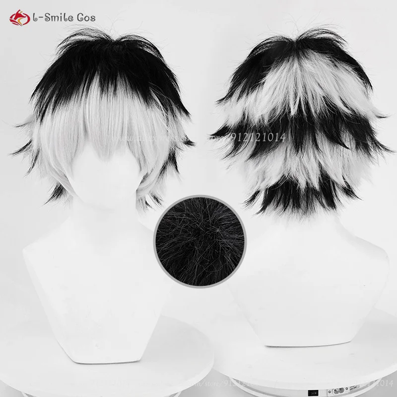 2 Styles Anime Kotaro Bokuto Cosplay Wig Silver White Black 30cm Short Wig Heat Resistant Synthetic Hair Halloween Party Wigs