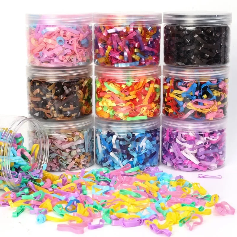 1000/500Pcs High Elasticity Thicken Disposable Rubber Strings Girls Pigtail Holder Hair Tie Hair Bands Kids Hair Accessories