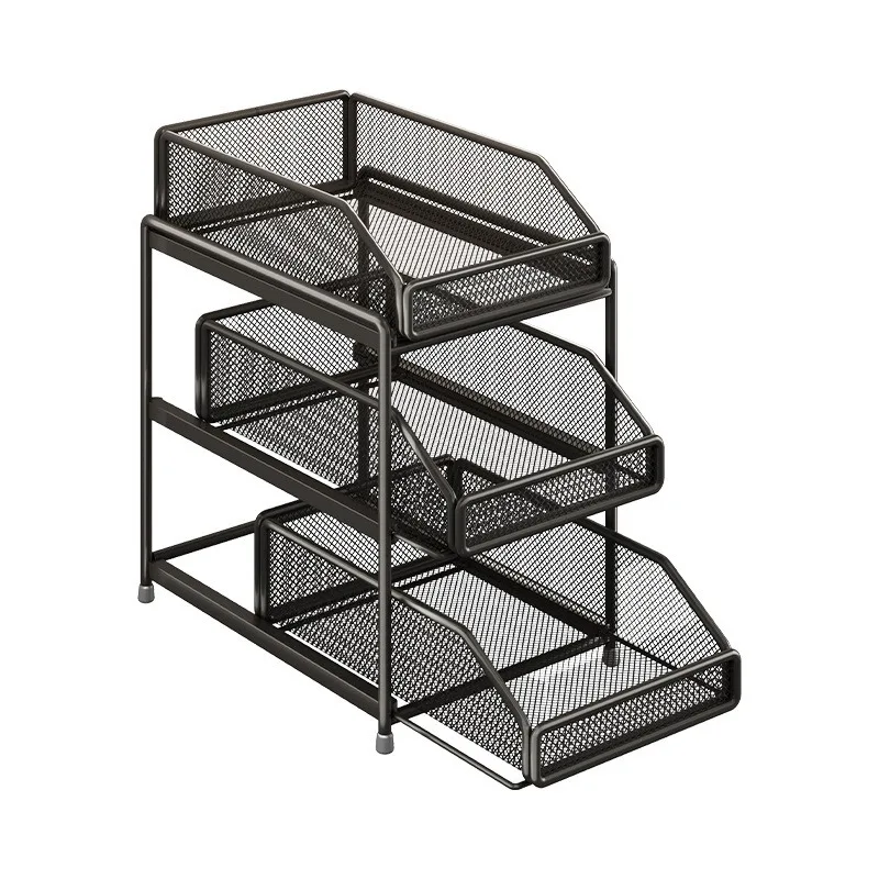 For Kitchen Lower Sink Rack Multi-layer Pull-out Basket Bowl Seasoning Cabinet Drawer Layered Storage Rack Household