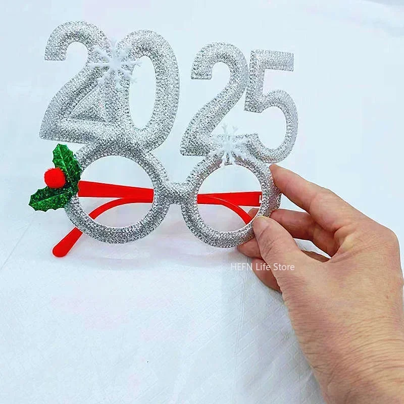 2025 Occhiali di Capodanno Felice Anno Nuovo Festa Photo booth Prop Ornamenti di Natale per bambini Regali Navidad Decorazione per feste di Capodanno