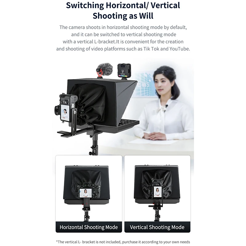 New Desview T20 20-inch  Large Screen Teleprompter 1080P With Flip Function For DSLR Camera iPad Smartphone Interview Recording