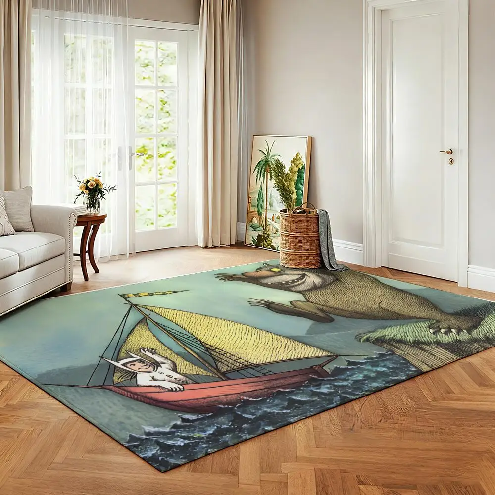 Children's Book Where The Wild Things Are Floor Mat Soft Flannel Entrance Door Mat Non Slip Absorbent Bathroom Bedroom Floor Rug