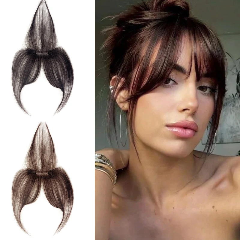 

100% Human Hair Women's 25cm Natural Forehead Fringes Hair Bangs 3D French Bangs Wig Hair Pieces Head Curtain Piece