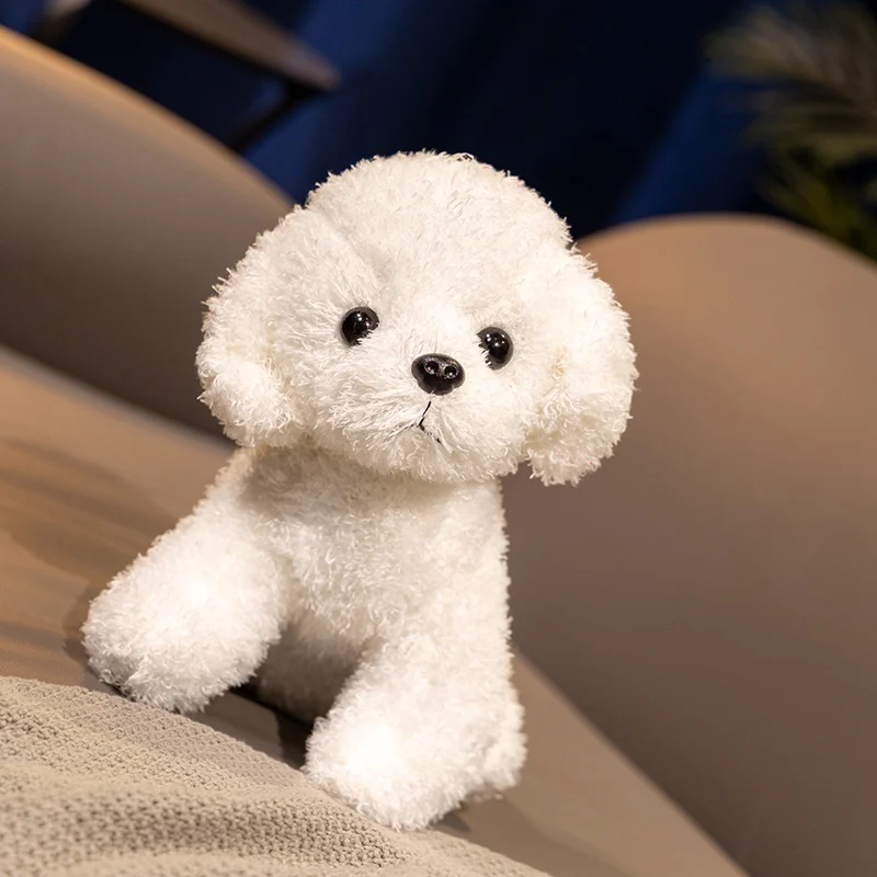 

1pc19cm/7.48in curly hair teddy dog simulation doll net red nose ga poodle plush toys companion puppy gift gift white dog doll p