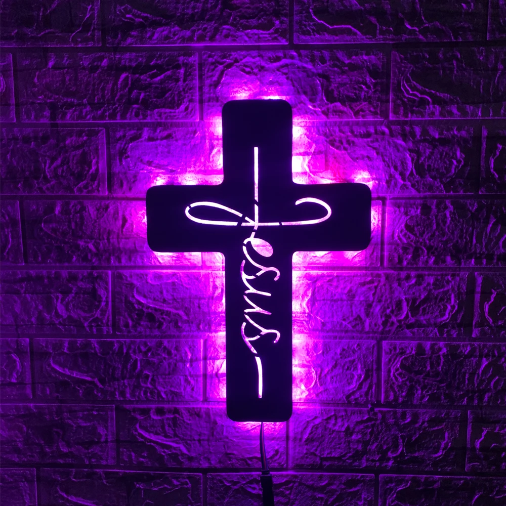 

ZK30 Creative Cross Luminous Picture LED Wall Lamp Bedroom Bar Decoration USB Remote Control Atmosphere Night Light