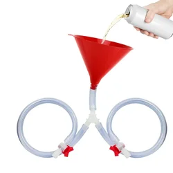 Double Header Tube Beer Filling Funnel Leakproof Long Thick Tube Beer Bong Funnel with Valve for Beer Drinking Games Music Party