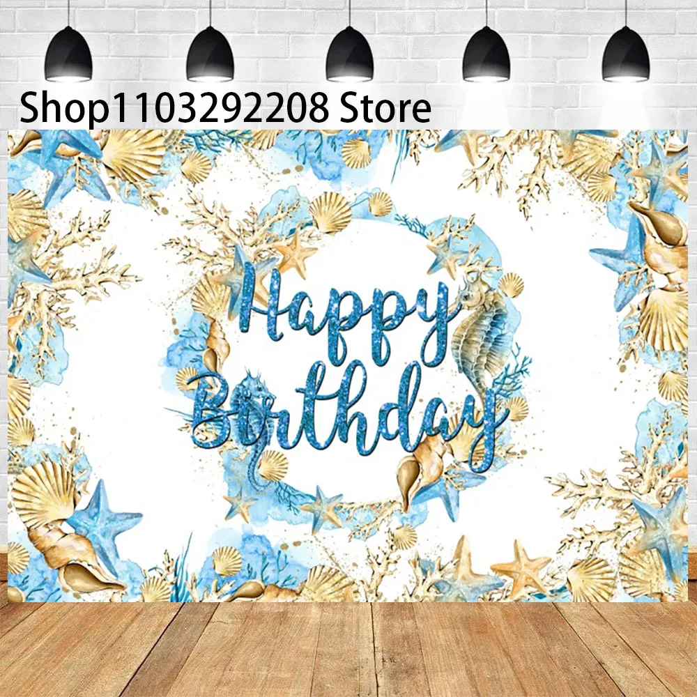 Summer Ocean Theme Cartoon Fish Kids Birthday Party Cute Underwater Dolphin Whale Background Event Decoration Baby Shower Prop ﻿