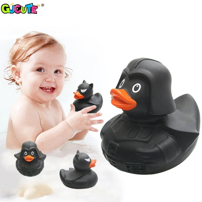 Black Rubber Duck Dashboard Decorations Ornament Cute Duck Cool Gentleman Hat Swim Ring giocattolo da bagno per bambini