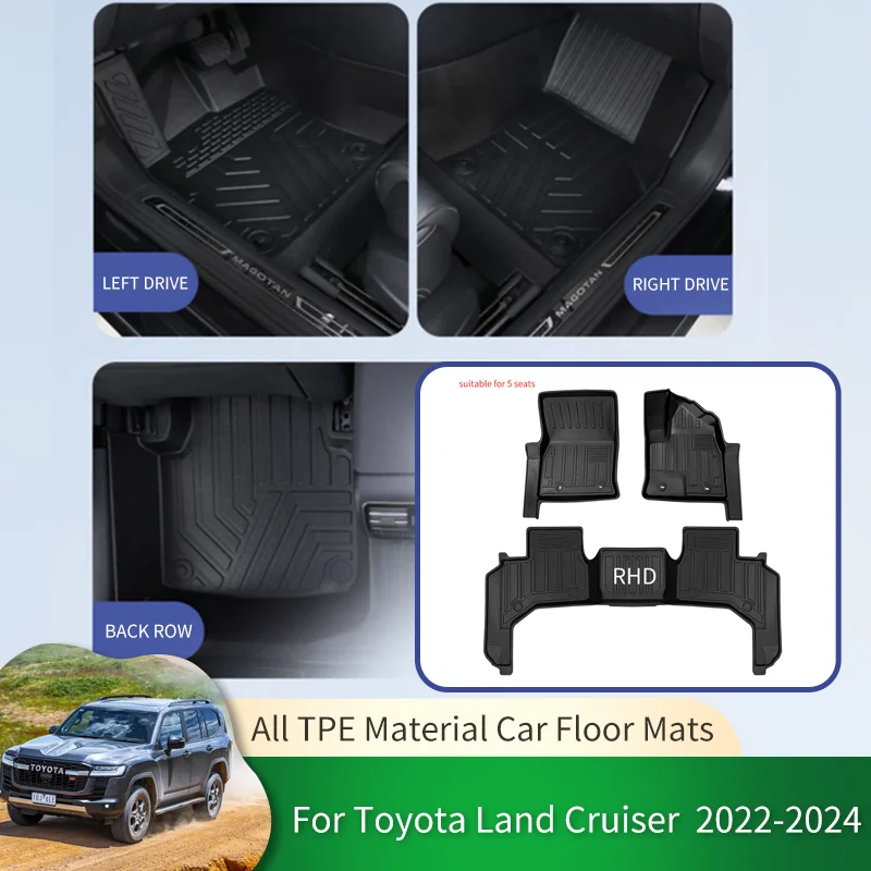 

for Toyota Land Cruiser VX ZX J300 2022 2023 2024 RHD TPE Atuo Floor Mats All-Weather Foot Pads Waterproof Tray Mat Accessories