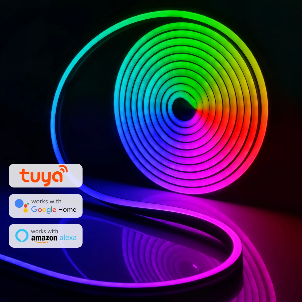 12V Tuya inteligentne WiFi Neon LED RGB listwa oświetleniowa czarna krzemionka tuba żelowa inteligentne życie lampa neonowa dla wystrój pokoju