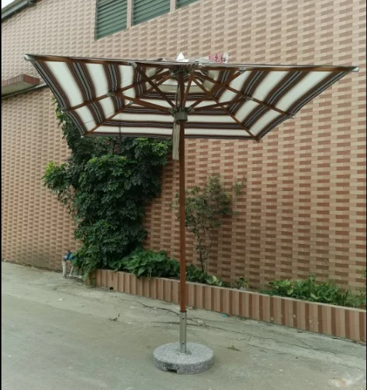 10 FT Outdoor Beach Patio Umbrella Stripe Fabric With Tilt And Crank For Restaurant Pub Furniture