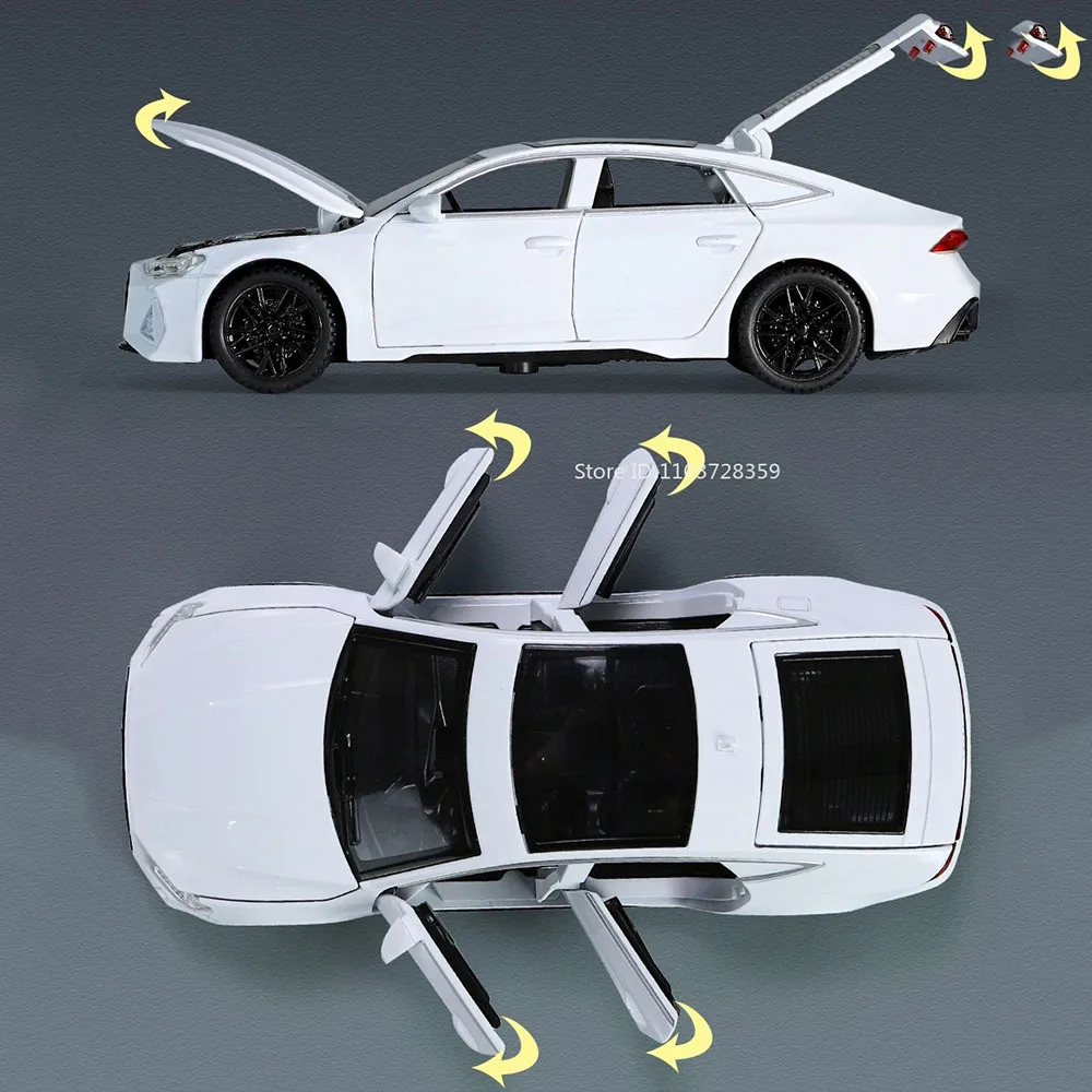 1:32 Scale R8V10 PLUS RS7 Car Model Toy Model Alloy Diecast Light Sound Pull Back Miniature Vehicles Models Birthday Presents