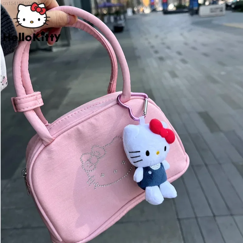 Sanrio Hello Kitty Silk Pink Cute Handbag New Trendy Kawaii Lolita Bag Tote Fashion Aesthetic Harajuku Handbag Female Shopping