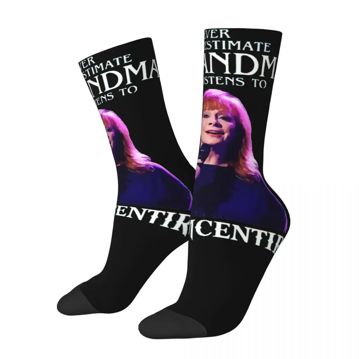 

Funny Retro Reba McEntire Country Music Singer Theme Design Print Crew Socks Accessories All Season Cute Crew Socks Breathable