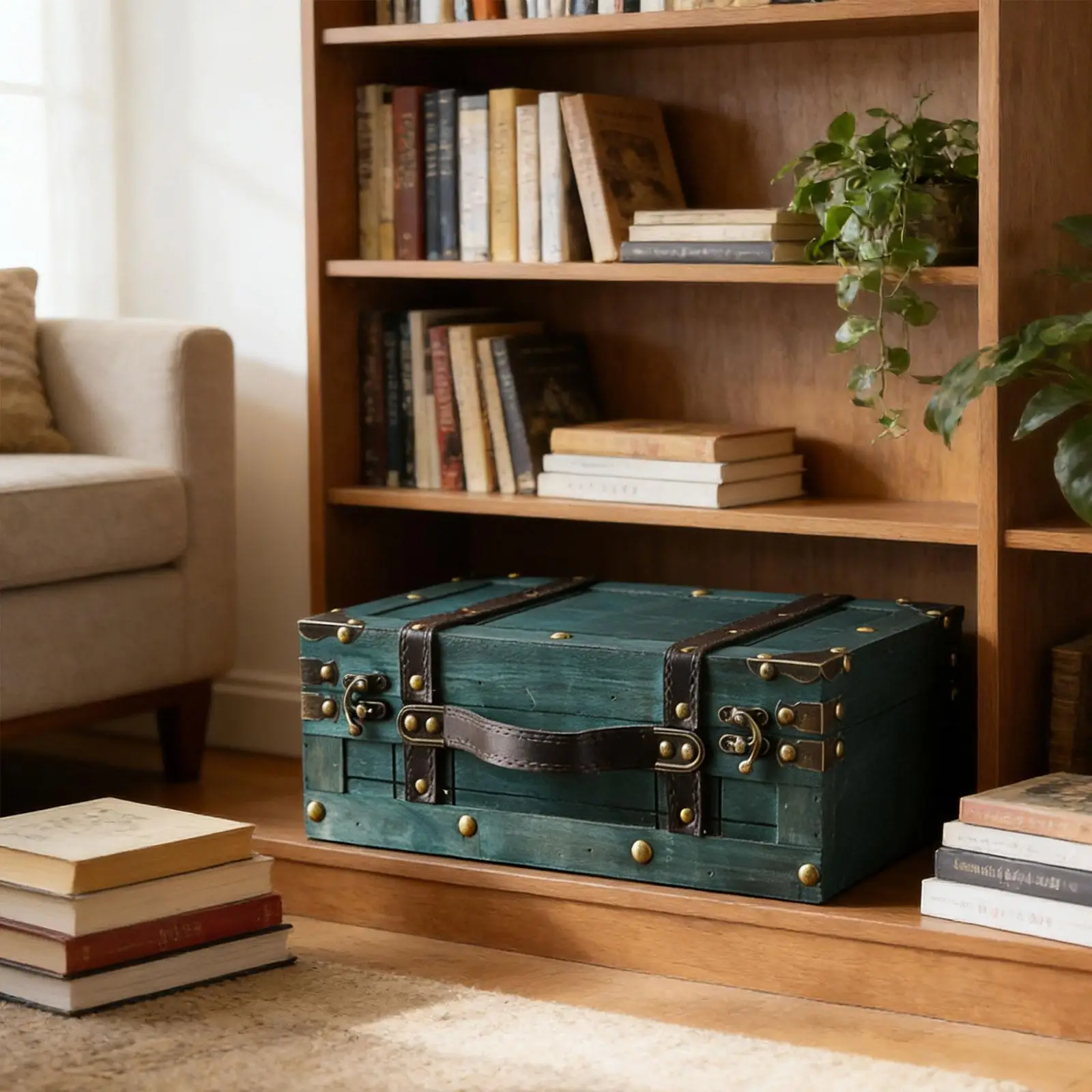 

Vintage Suitcase Home Decor Suitcase Boxes Wood Collection Luggage Case Suitcase Wood Chest Decorative Storage Box for Birthday