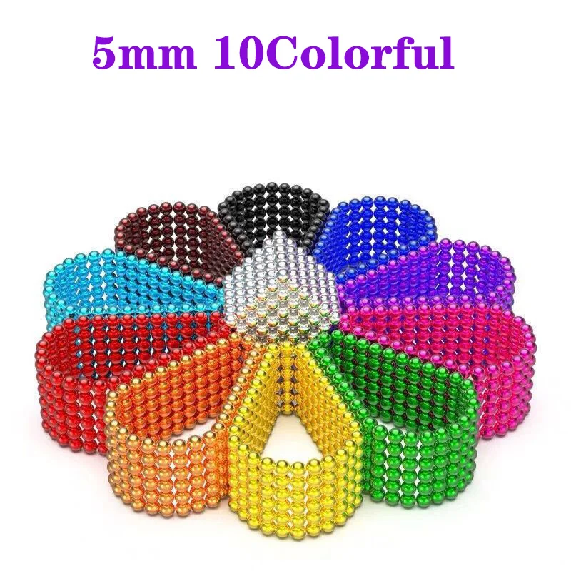5 مللي متر 10 الملونة جولة المغناطيس الكرة الخرز قوي النيوديميوم المغناطيسي هوك دفع دبوس DIY بناء تجميعها اللعب مهرجان هدية #1