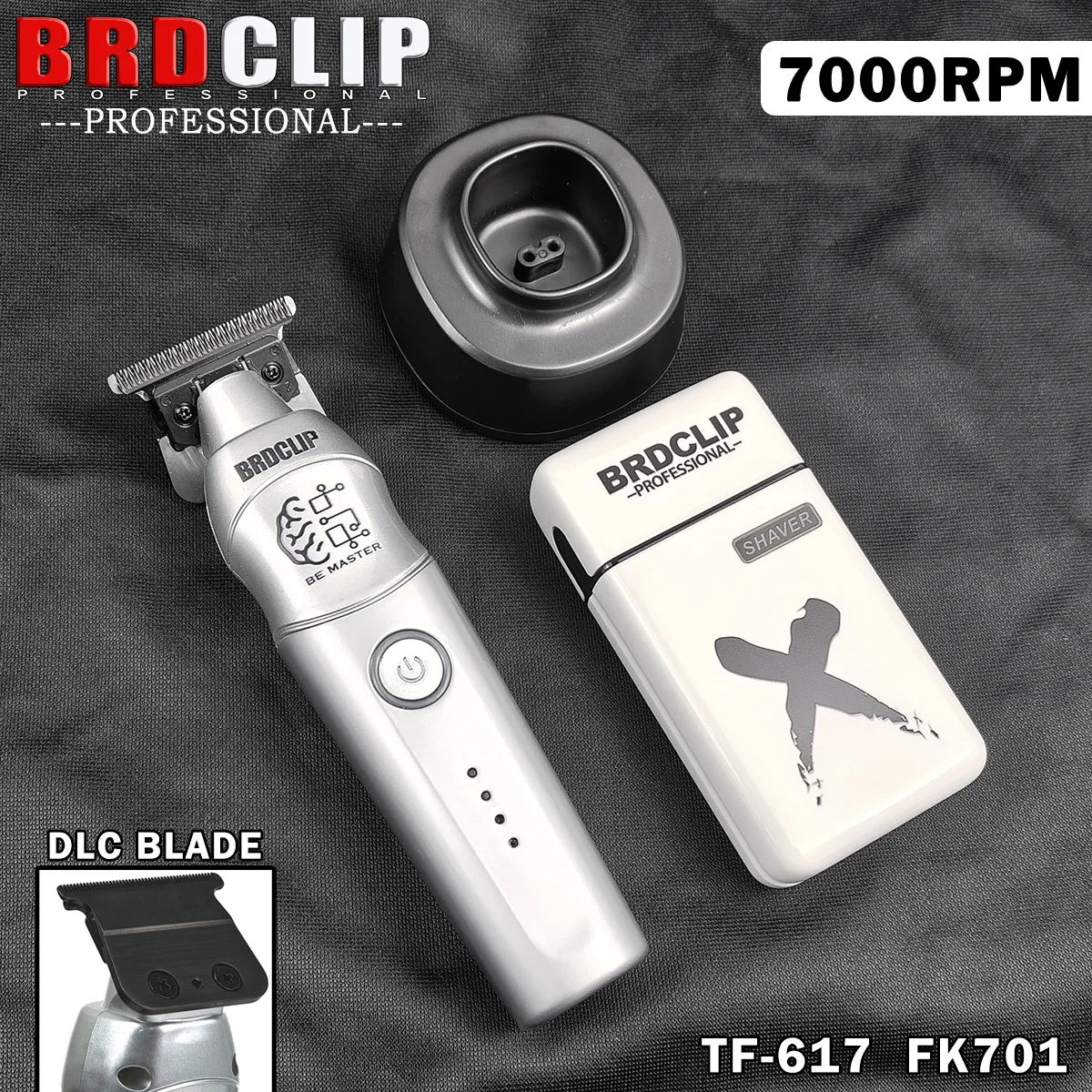 Professional BRDCLIP TF-617 FK701 Zinc Alloy Body DLC Blade Salon Home Beard Sideburns Trimmer Men's Hair Clipper Trimmer Shaver