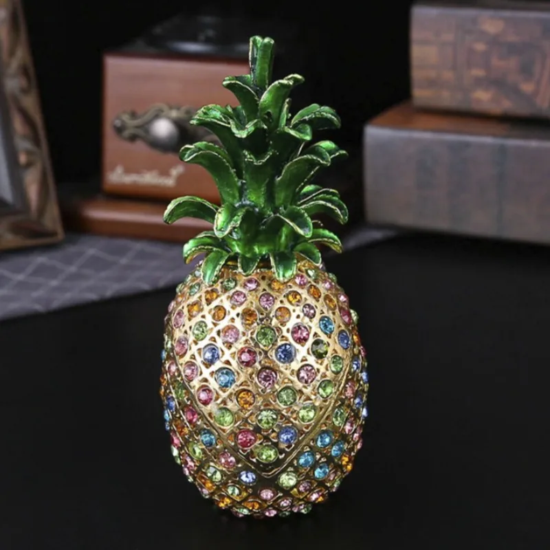 HoneyCherry Enamel - Colored Popular Crystal Handicrafts Home Decorations Full - Diamond Pineapple Metal Ornaments