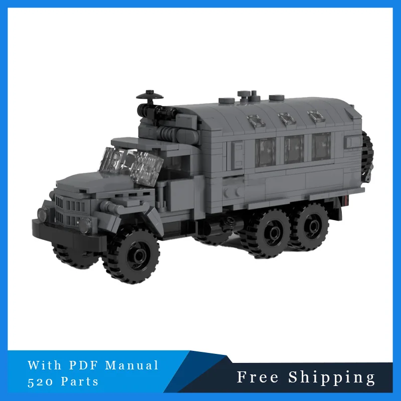 520-teiliges graues Kommando-LKW, technisches modulares MOC, beliebtes Bausteine-Modell, Kinder-Montagespielzeug-Set, Puzzle, Geburtstagsgeschenke