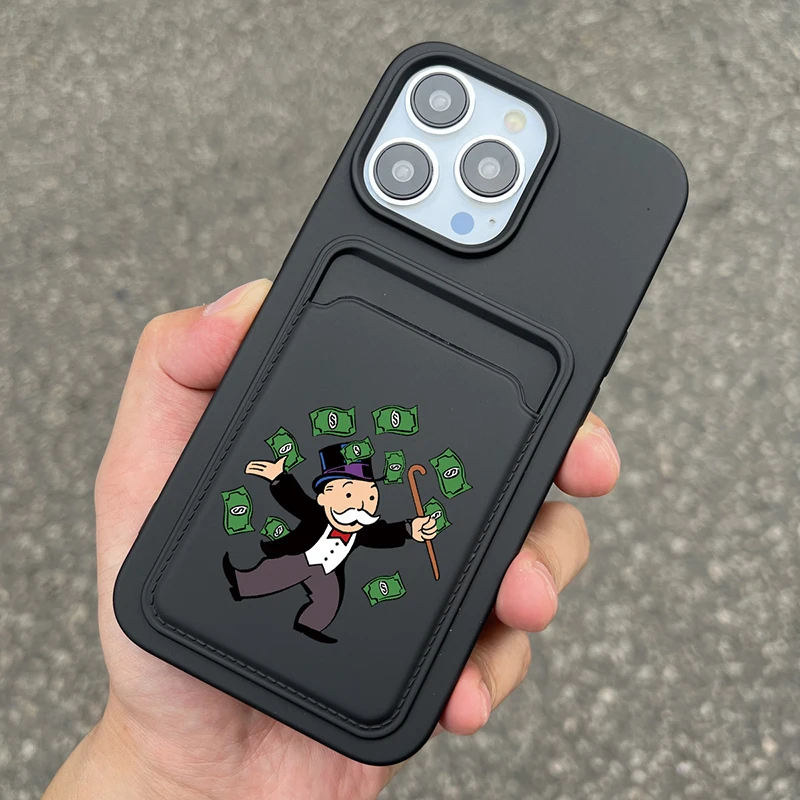 Ins Luxury Dollar MonopolyS Wallet Card Phone Case For iPhone14 Pro Max 11 12Mini 13 Pro XS Max XR 7 8 Plus Silicone Back Cover