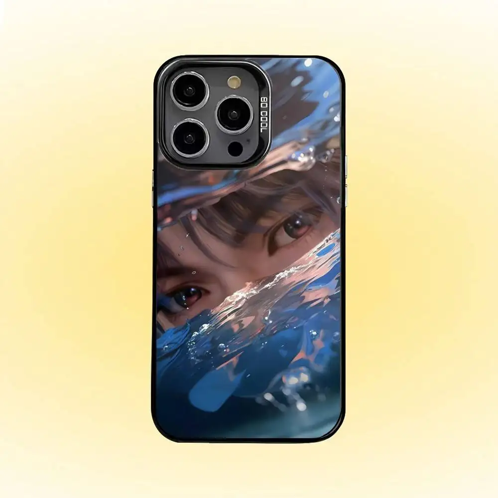 R-Rafayel 러브 앤 딥스페이스 아이폰16 15 14 13 12 프로 맥스용 폰 케이스 그레이 블랙 매트 레이저 메탈릭 오로라 펀다