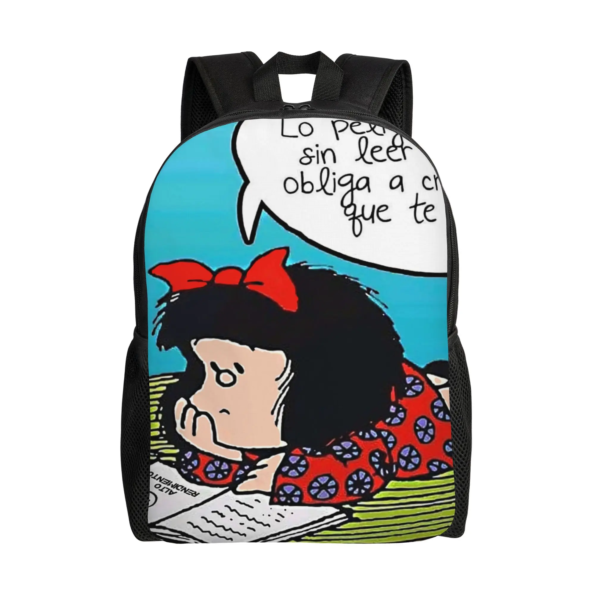 

Mafalda Backpack for Men Women Cool Student Hiking Travel Daypack Cartoon Anime Laptop Computer Canvas Bags Sports