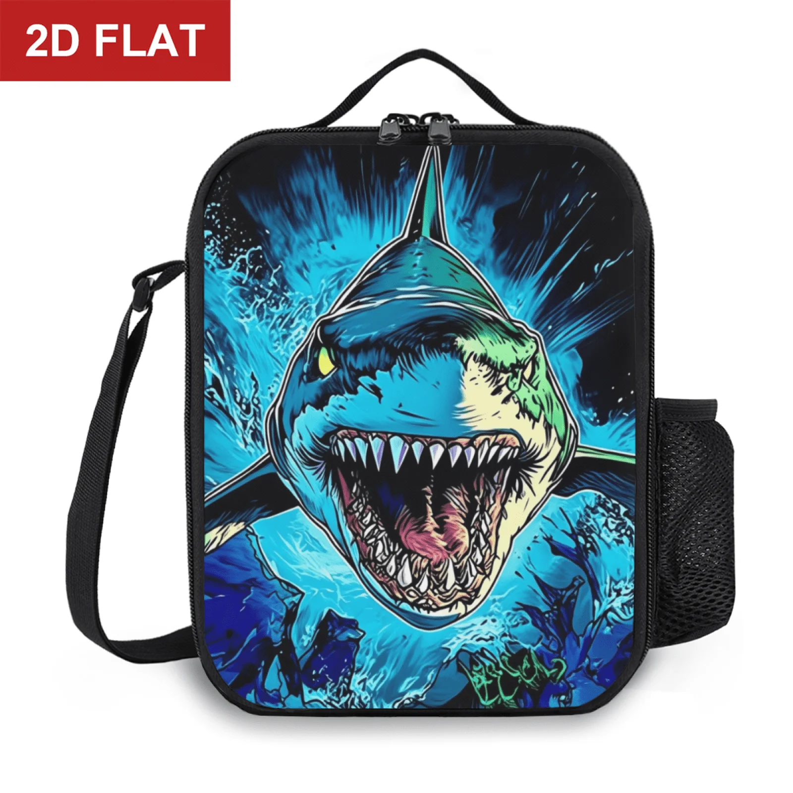 Graffiti Comic Great White Shark Ocean Splash Insulated Lunch Bag Tote for Outdoor Picnic Multifunction Food Box