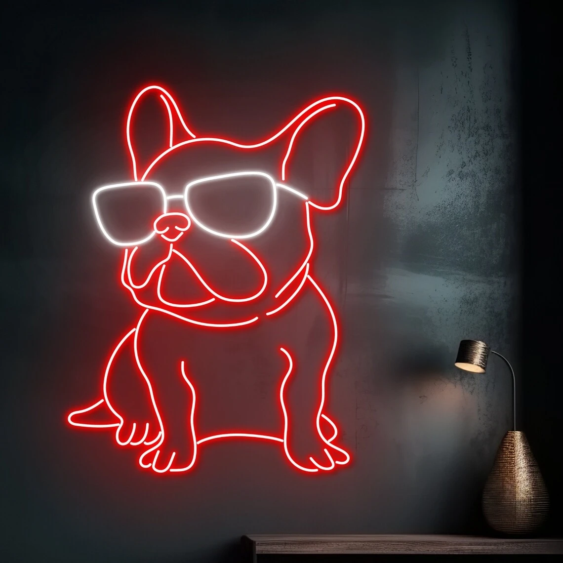 Bulldog In Glasses Neon Sign Home Wall Art Decor