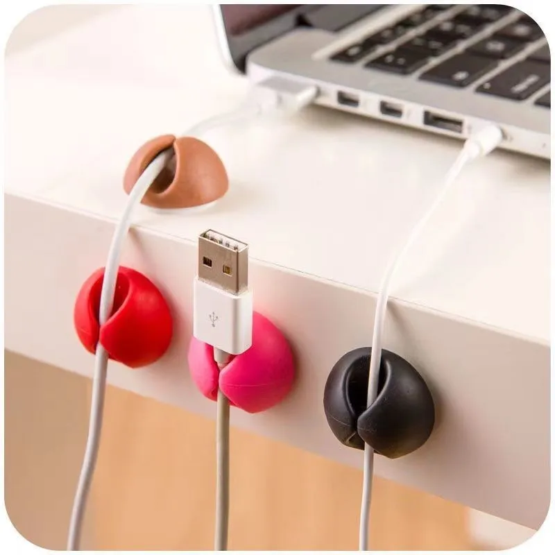 10pcs Mini Cable Clip Winder Organzier USB Charging Cable Desk Tidy Managment Adhesive Holder in Home Office Car