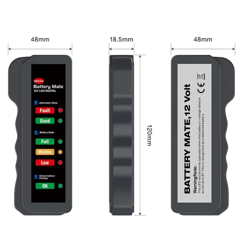 12V Car Battery Tester, Alternator Tester Automotive,Battery Checker, Analyzer to Check Alternator & Battery Charging System,LED