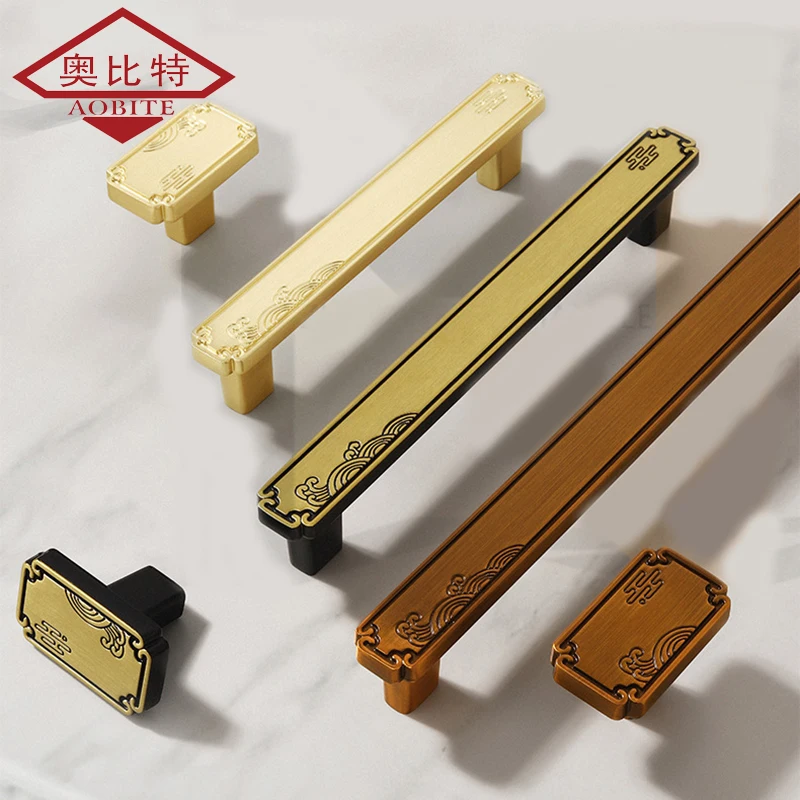 Chinese Drawer Cabinet Handles Furniture Kitchen Handles for Cabinet Knob Door Drawer Furniture Kitchen Black Simplicity Hardwar