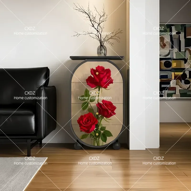 High End Solid Wood 4 Drawer Chest Cabinet Customizable Storage Unit for Living Room Entrance Hallway or Bedside