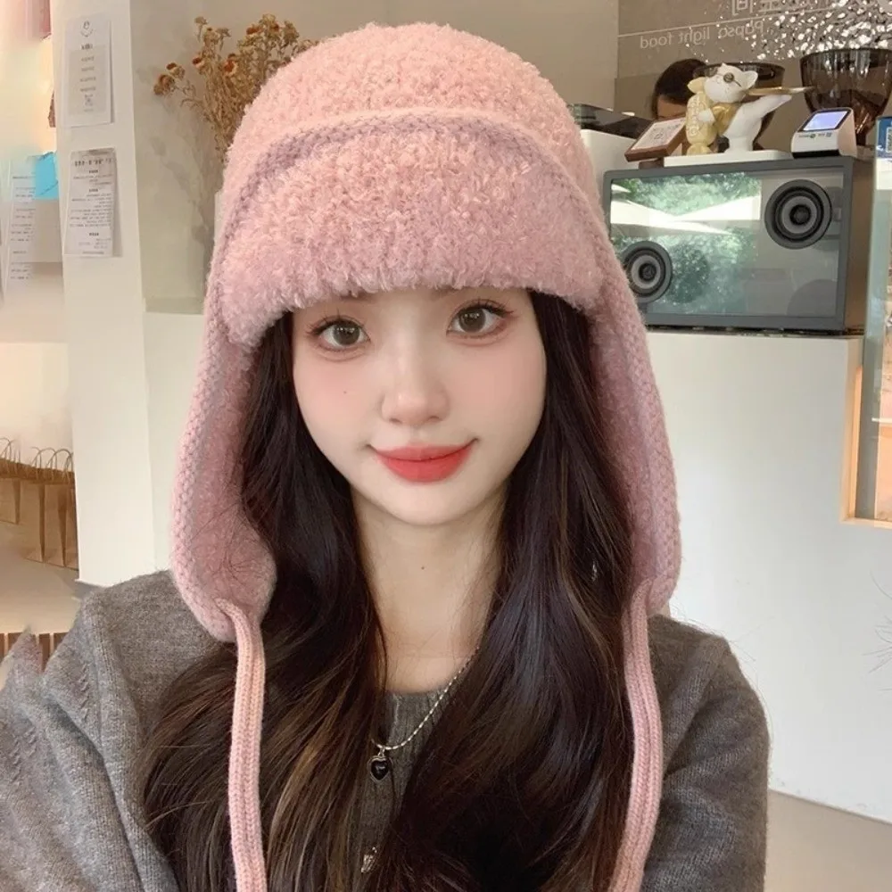 

Cute Plush Winter Hat Warm Ear Protection Earflap Hat Windproof Beanies Cap