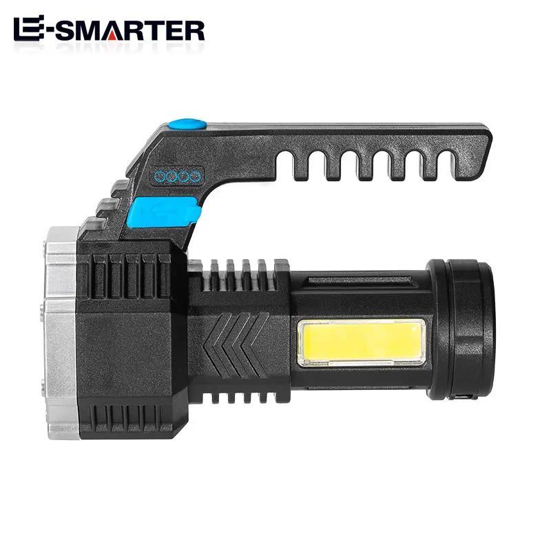 High Power Rechargeable Led Flashlights 7LED Camping Torch With Cob Side Light Lightweight Outdoor Lighting ABS Material