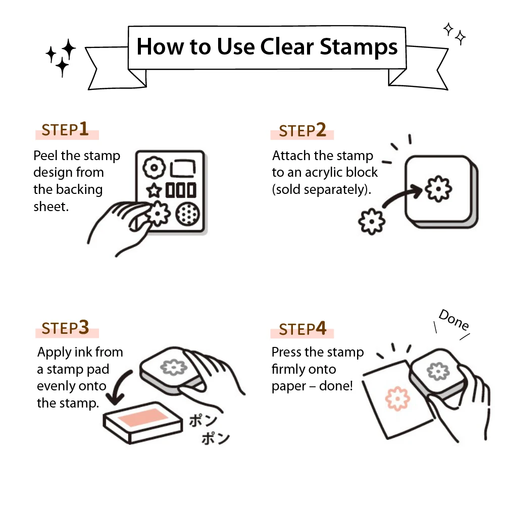 مجموعة طوابع شفافة للحرف اليدوية اليابانية، ختم شفاف لطيف لمخطط القصاصات، والمذكرات، وصناعة البطاقات، وديكور الحرف اليدوية #2